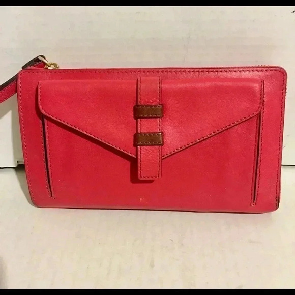 Vear Bradley red/ orange leather wristlet - Picture 1 of 8